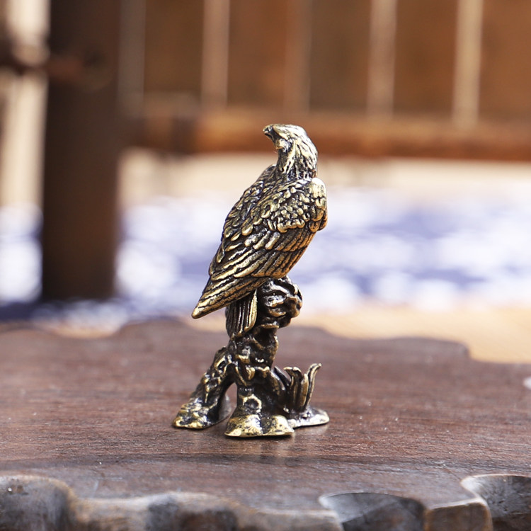 摆件纯铜小号黄铜铸造工艺品小鹰铜器树枝办公室茶道