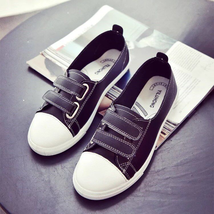 粘带浅口夏季鞋魔术贴单鞋休闲女鞋粘扣透气春夏韩版平底小白 - 海通