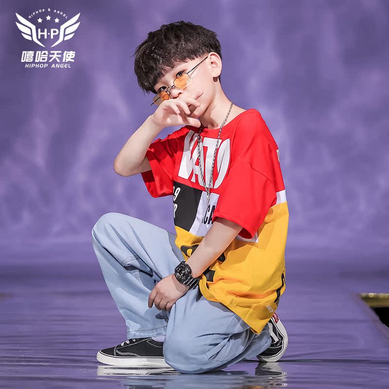 儿童街舞套装男童夏季嘻哈帅气宽松走秀服装儿童演出服