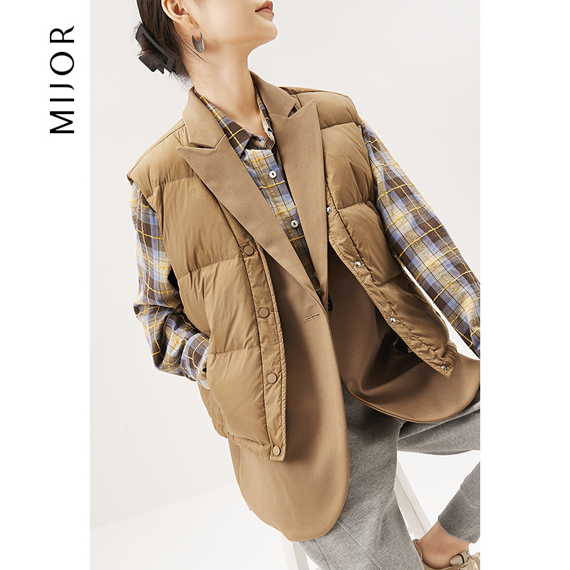 mijor羽绒西装两件鹅绒一件白鹅绒轻暖叠穿髙級羽绒服