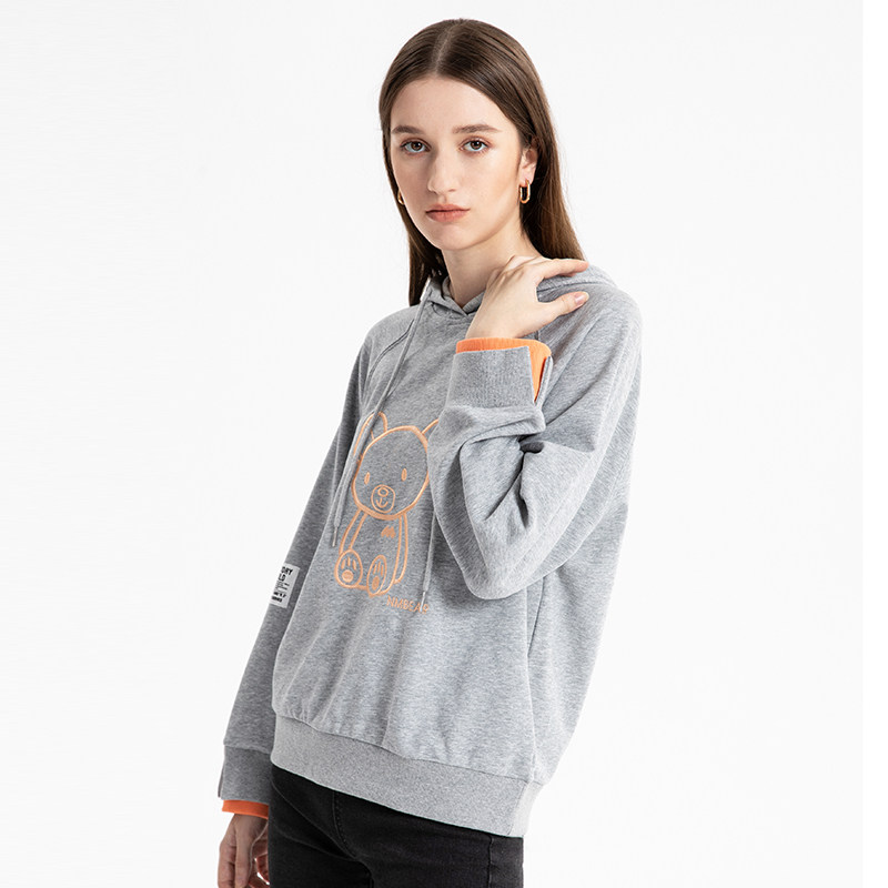 nome诺米女装卫衣套头字母两件拼色连帽卫衣女卫衣