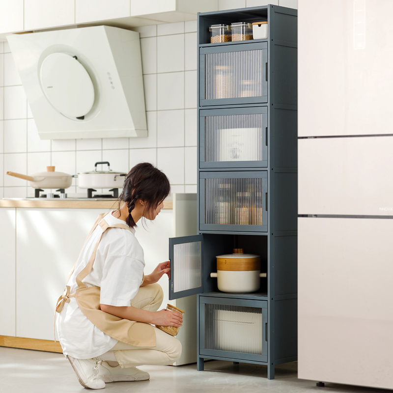 厨房置物架带门客厅餐边柜子缝隙置物柜盘碟电器厨房置物架