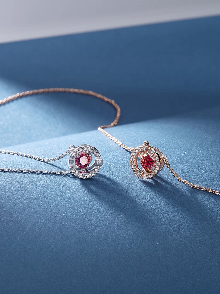 跳动的心项链女纯银锁骨链小众网红轻奢镶施华洛世奇锆送女友礼物