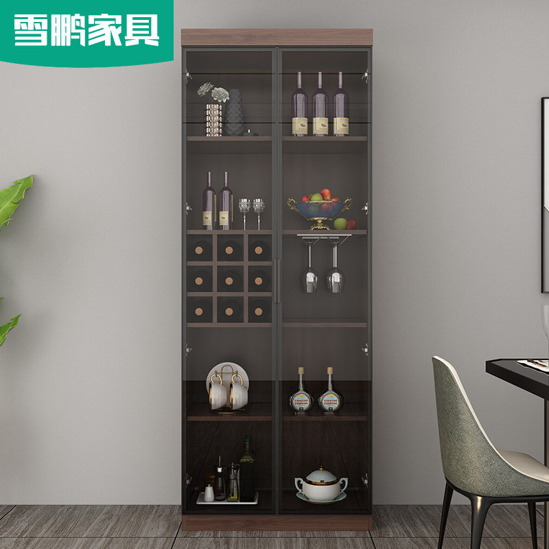 餐厅酒柜靠墙现代简约玻璃门储物柜子北欧家用展示柜酒柜