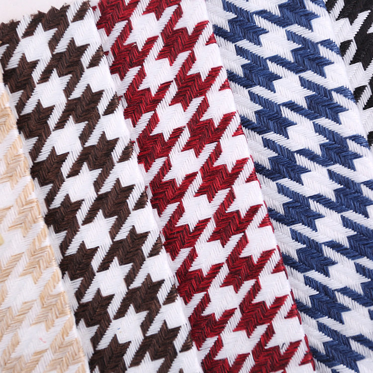 格子高档千鸟千鸟格布料沙发粗纺棉麻面料加厚海绵垫