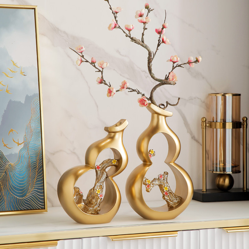 中式玄关葫芦摆件镇招财客厅轻奢金鹿家居家居装饰摆件