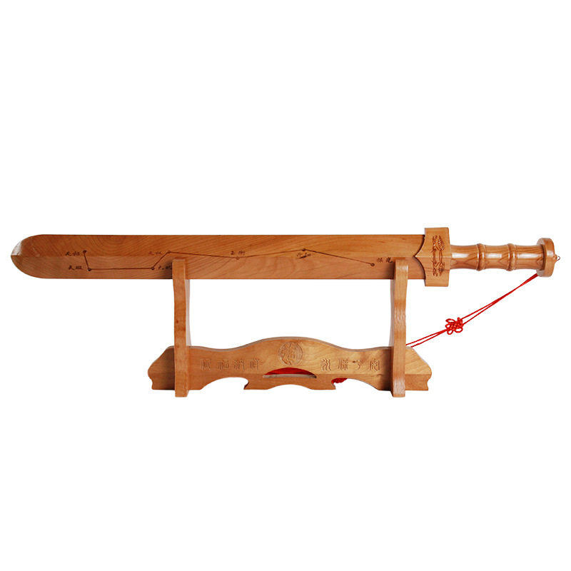 桃木木剑七星汉剑雕刻木雕木雕工工艺品剑架摆件木雕