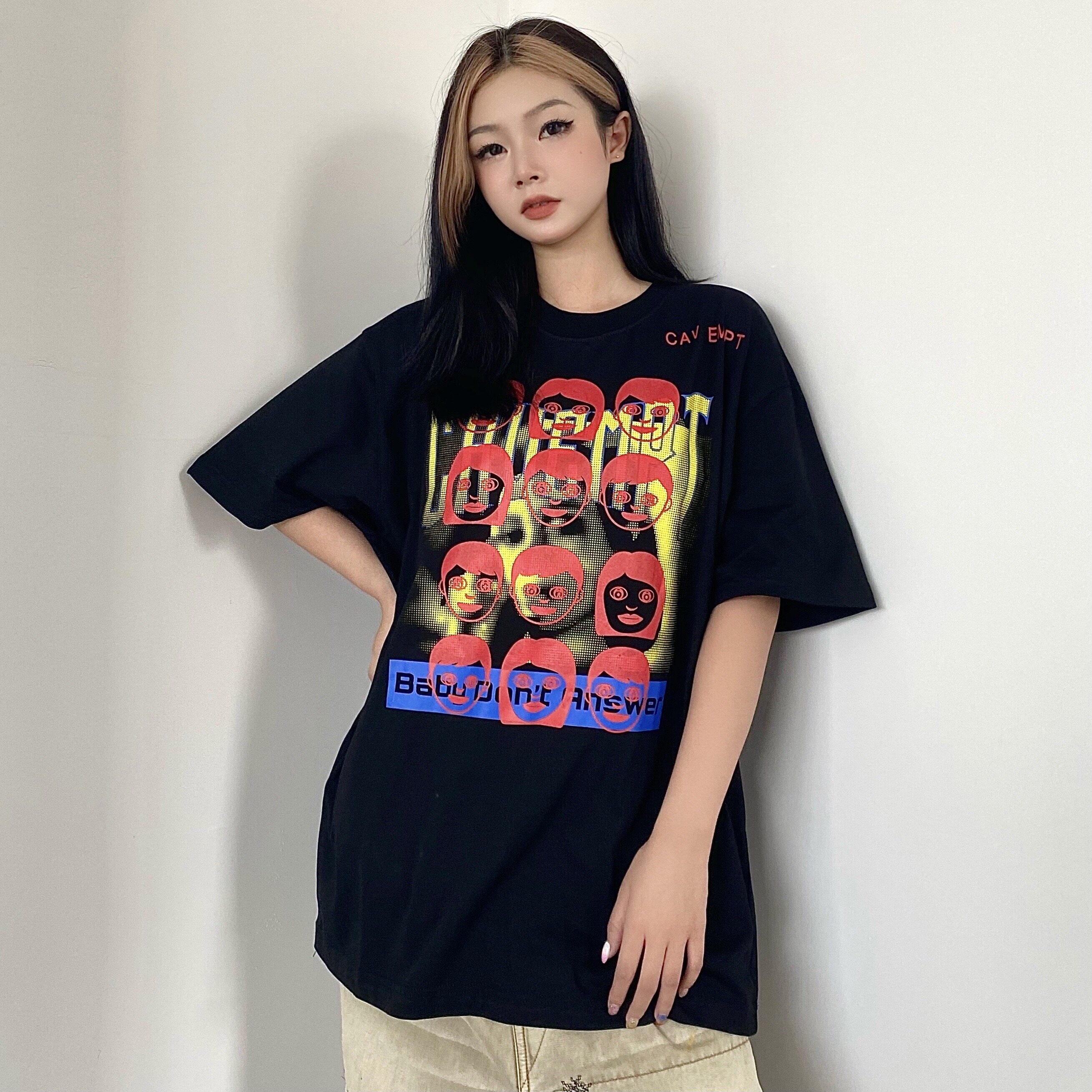 lifecavempt赛博朋克人脸印花ce短袖美式复古t恤