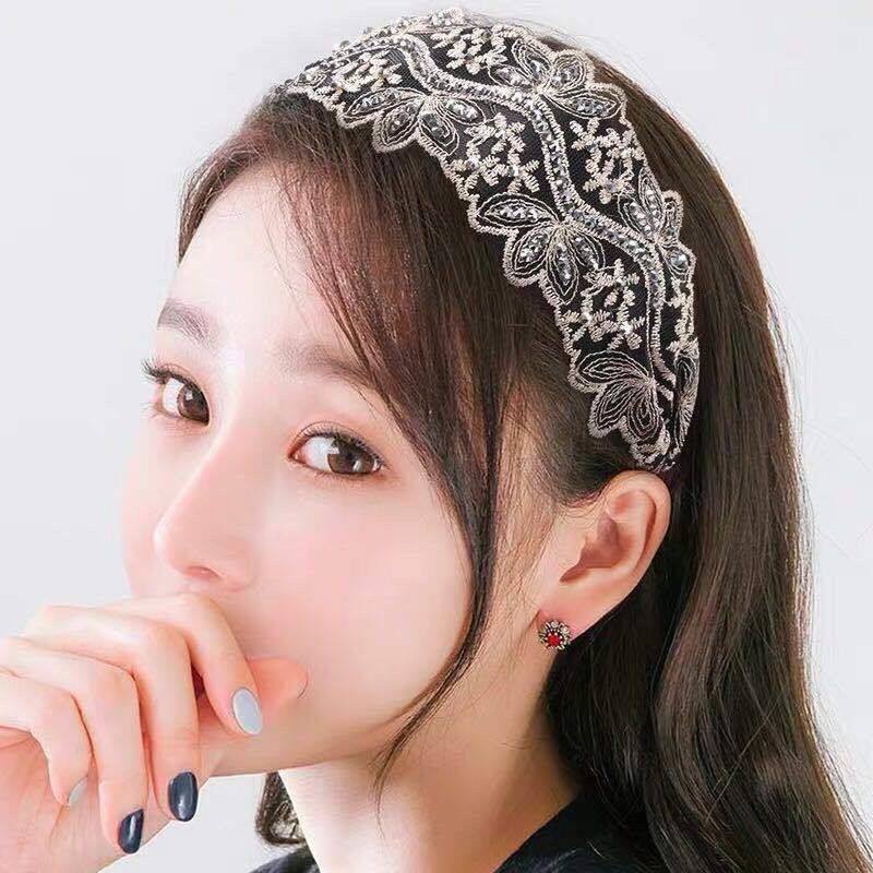 宽边发带女白发头箍薄款韩国甜美洗脸压发头巾束发带