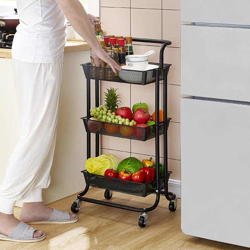 厨房置物架落地多层可移动小推车家用品大全收纳厨房置物架