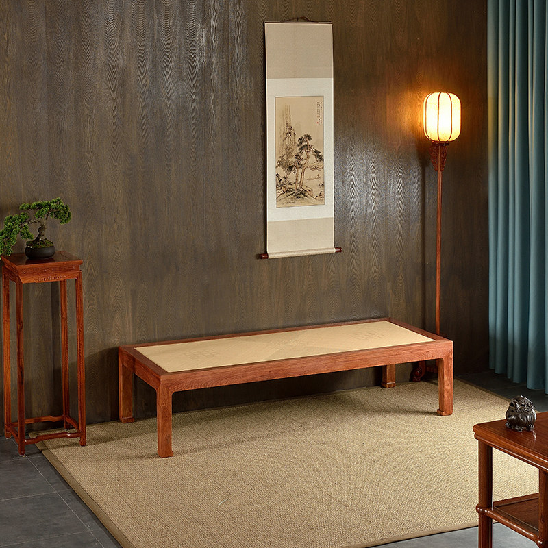 艺盟百胜大果紫檀中式坐榻折叠禅意缅花软屉卧榻罗汉床