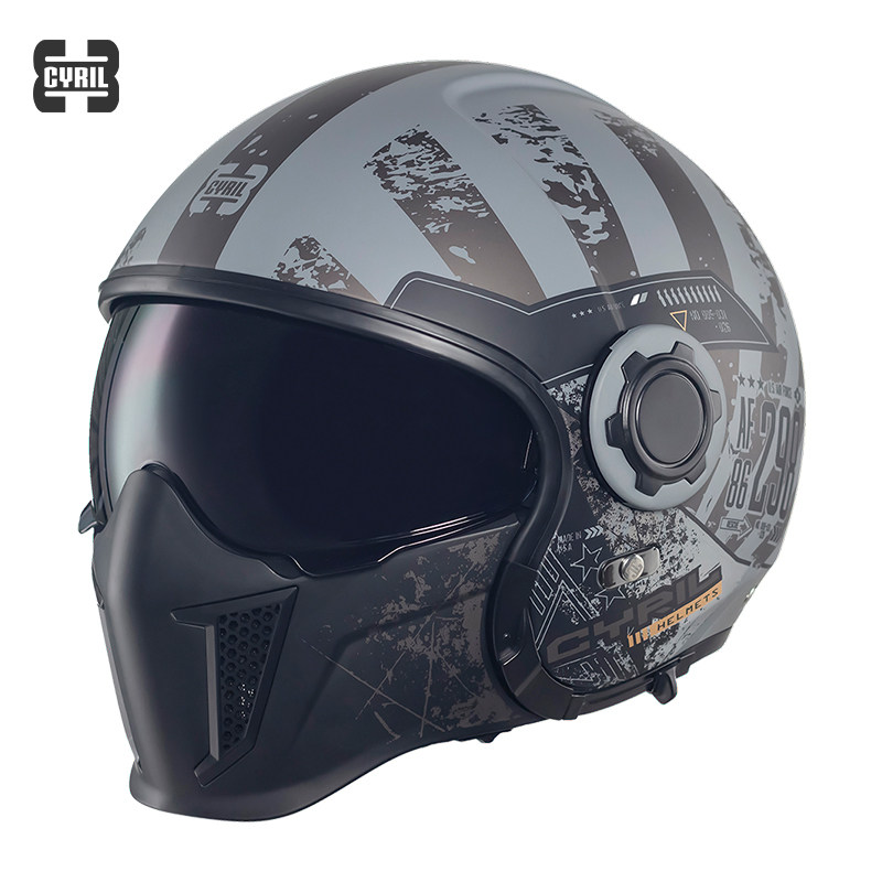 cyril赛罗摩托车头盔男哈雷机车女夏季半盔全盔非蝎子盔复古头盔