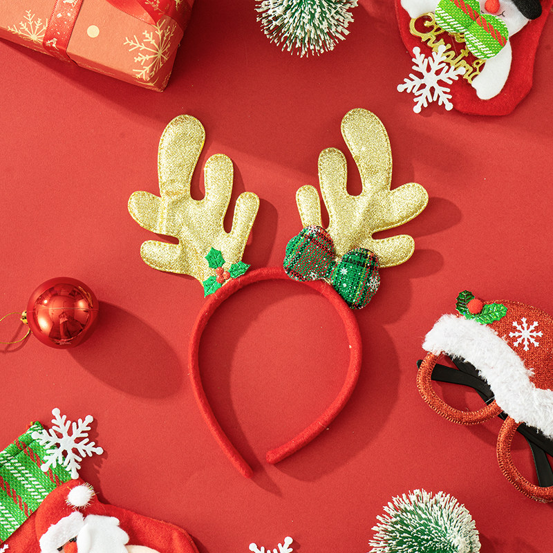 圣诞节饰品可爱少女麋鹿鹿角头箍圣诞网红红发圣诞装饰品