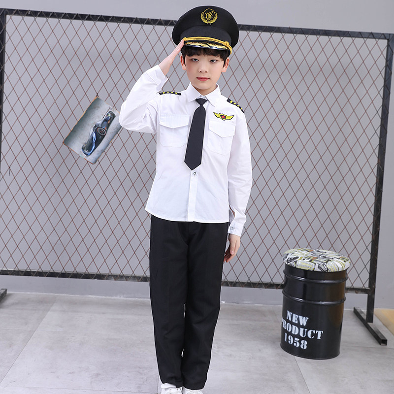 儿童空姐空军空少服装男童飞行员制服男女女童儿童演出服