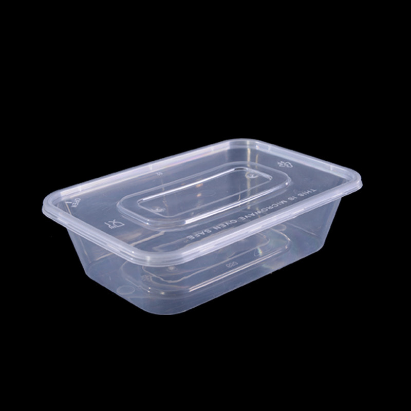 长方形一次性餐盒塑料外卖打包加厚黑色650ml快餐一次性餐盒