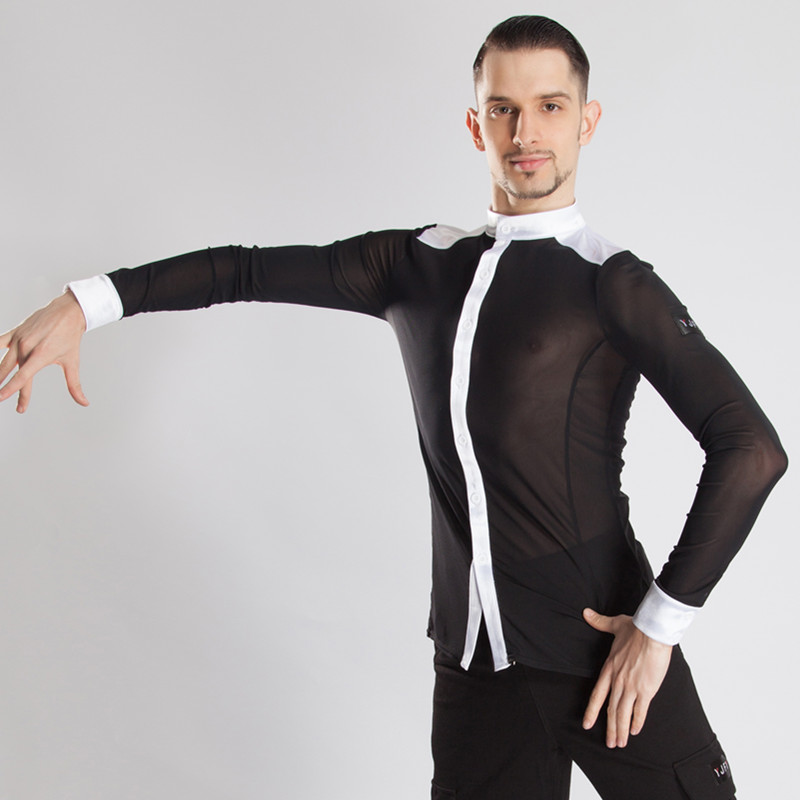 上衣舞蹈yjfy拉丁舞男士新款比赛练习服开表演拉丁舞上装