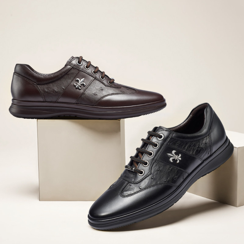 宾度男鞋男士休闲皮鞋真皮春夏新款鸵鸟加州休闲皮鞋