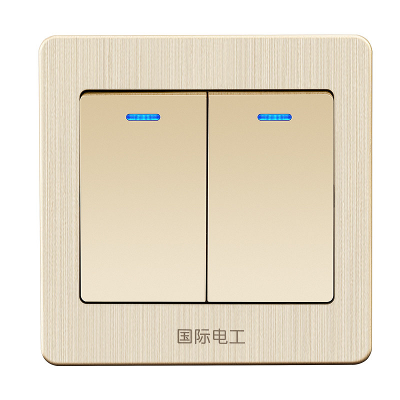开关国际电工开关插座双开二开开单两位两开单联面板单控开关