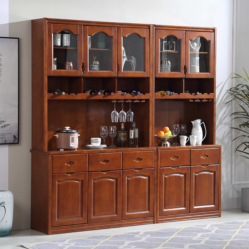 茶水六门四五二三酒橱碗实木玻璃一体靠墙组合酒柜
