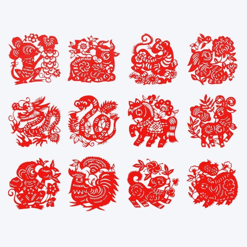 剪纸艺术作品十二生肖年画工艺品材料手工贴纸乔迁剪纸