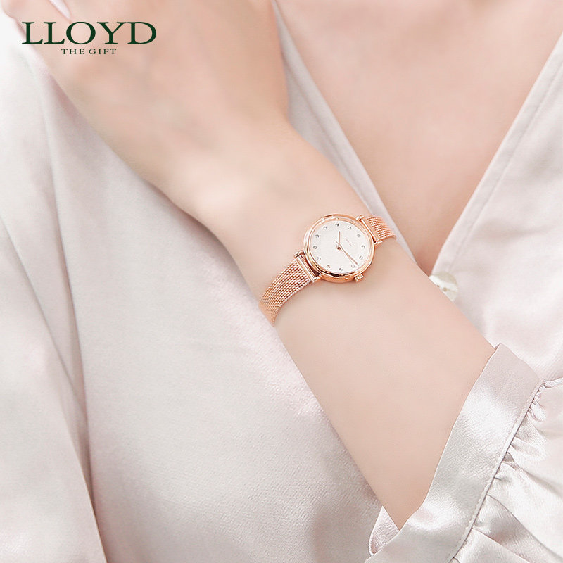 lloyd洛雅蒂正品轻奢手表女 女士手表金色银色腕表ins
