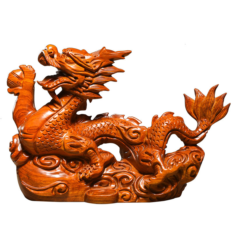 刺史花梨木雕雕龙摆件工艺品实木十二生肖龙家居装饰品木雕