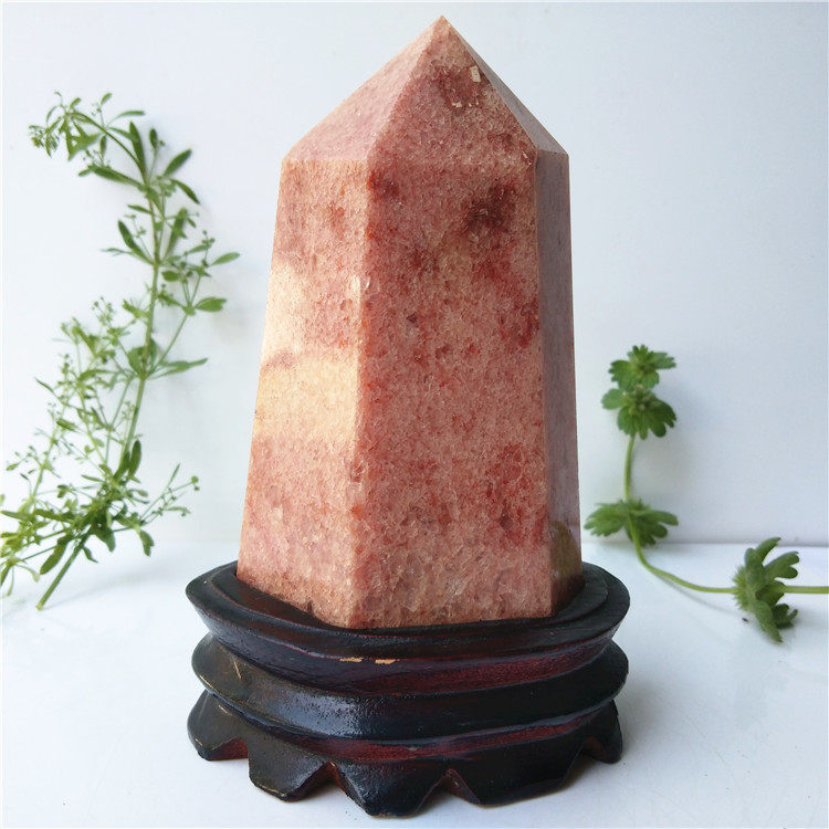 东陵摆件原矿天然棱柱高红玉石石红柱子摆件