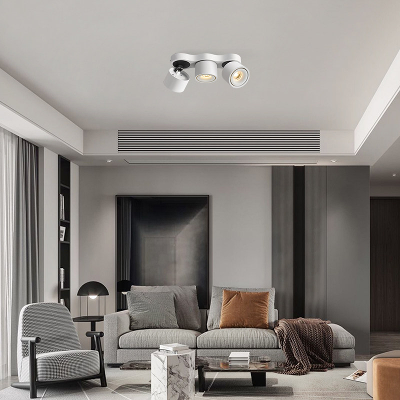 三色变光led明装筒灯三头可折叠旋转射灯个性筒灯