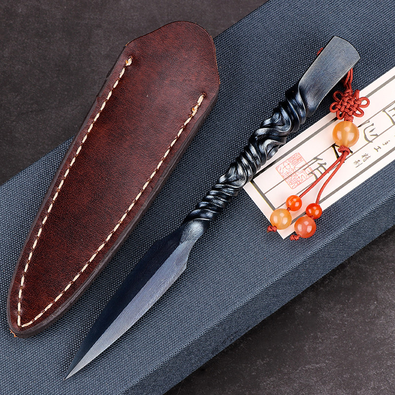 普洱茶龙泉市手工打工茶刀花纹钢锻打黑茶茶刀开茶茶道