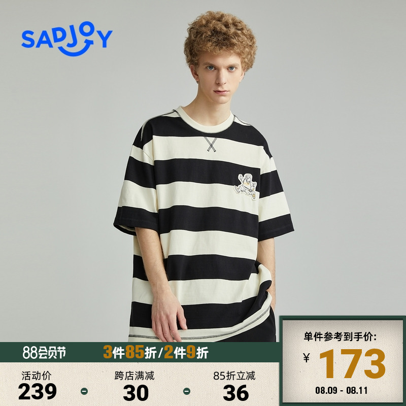 TeenieWeenie小熊男装2022夏季新款sadjoy&runto联名时尚条纹T恤