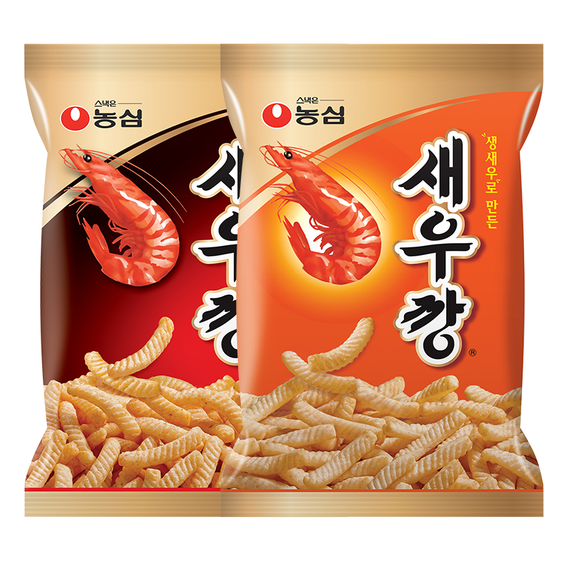农心鲜虾条90g洋葱70g美味休闲儿童混合零食膨化食品