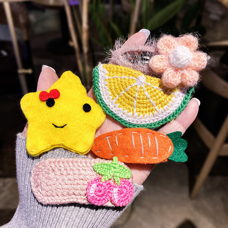 可爱毛线针织胡萝卜发夹女韩国网ins发饰