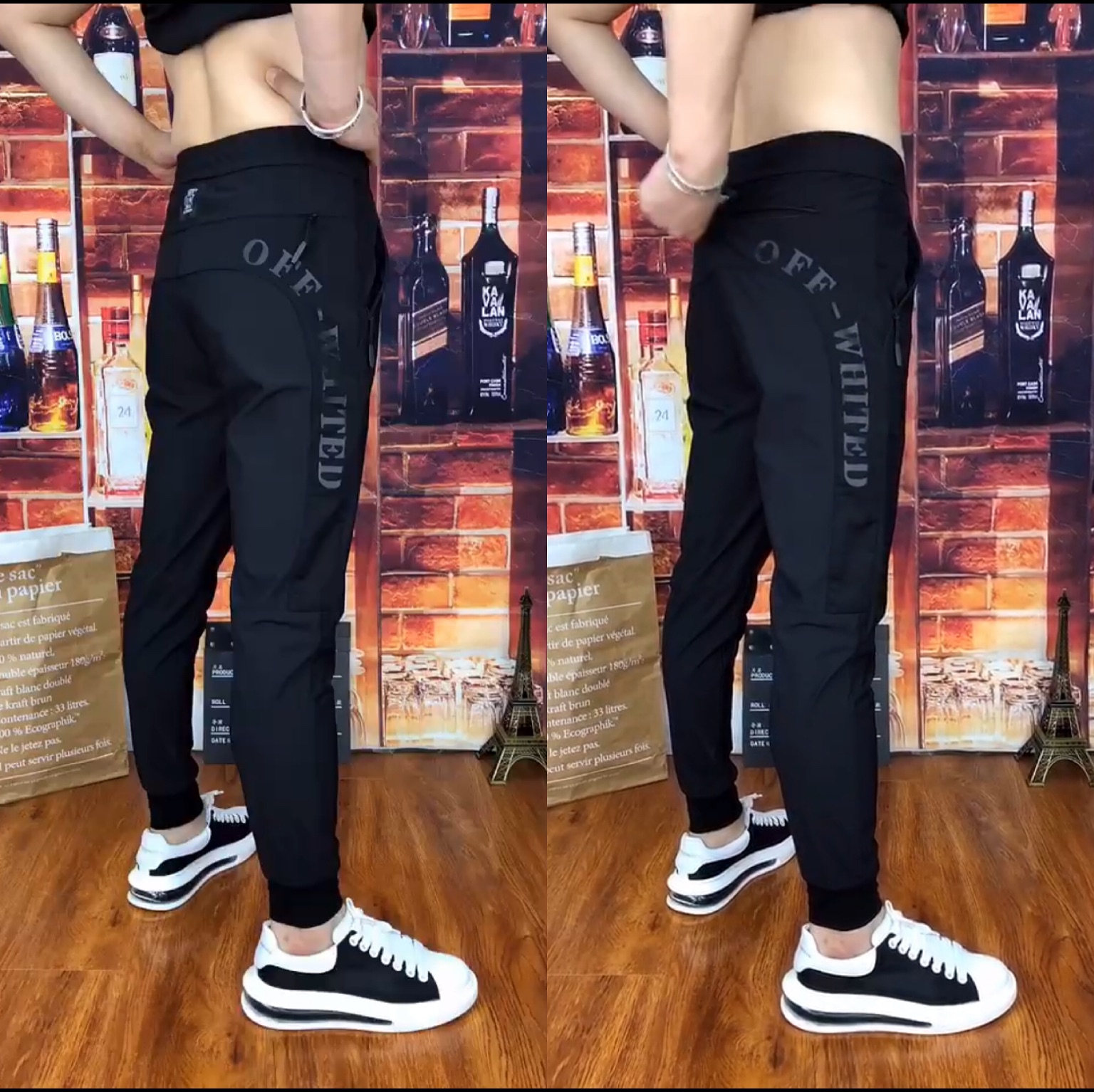 ins男士新款春夏牛奶丝卫裤运动裤潮牌休闲裤子弹力裤宽松男裤