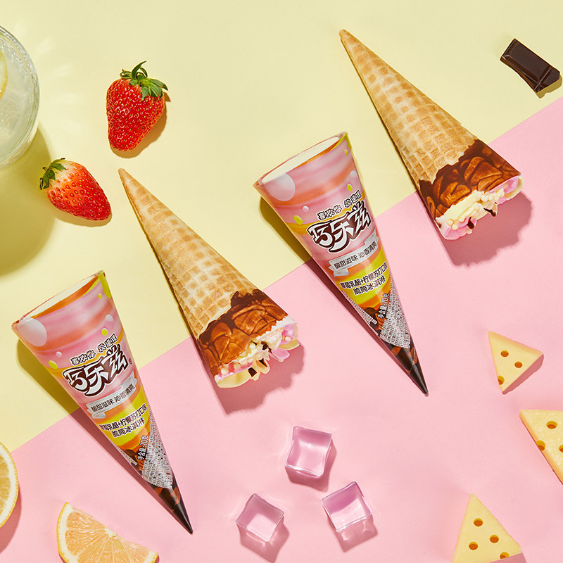 伊利巧乐兹中脆筒香草巧克力香芋蜜瓜抹茶口味冰淇淋冰淇淋