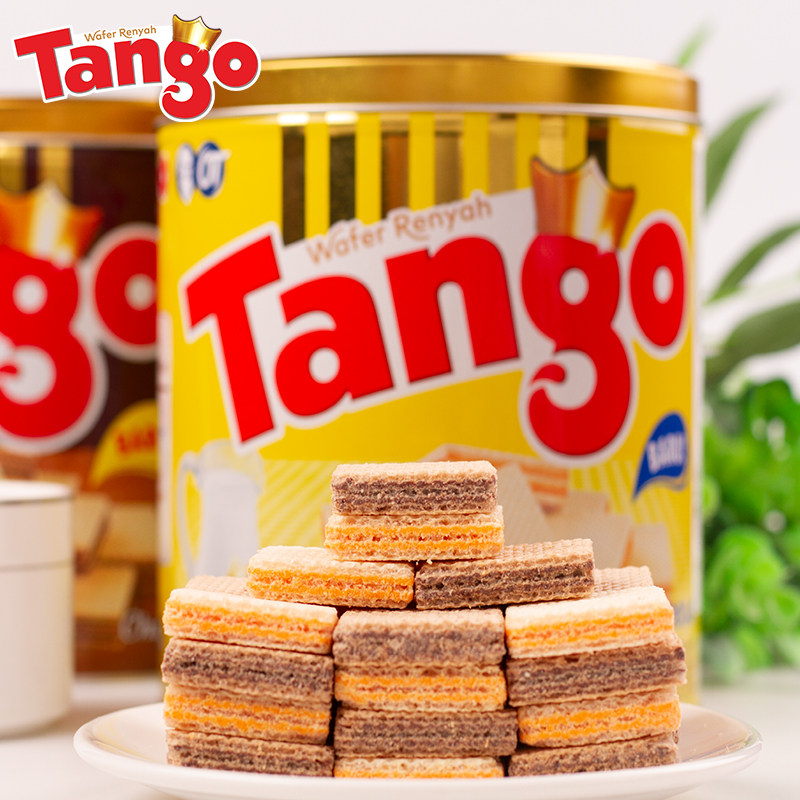 (69元任选6件)tango进口奶酪威化350克罐装饼干小零食办公室