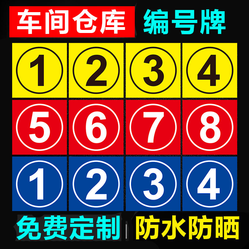 数字编号标识仓库货架分区门贴大号铝板号码标志牌