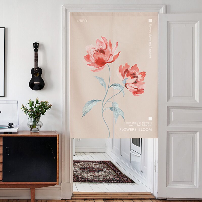 打遮花帘室艺免卉生家布卧房隔帘断挡帘帘间所b厨用门式厕子卫中