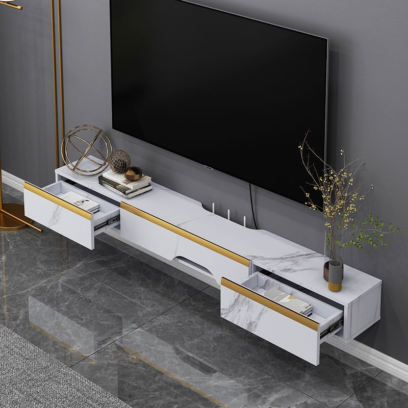 电视柜意式岩板悬空壁挂式背景墙吊柜简约后现代轻奢电视柜