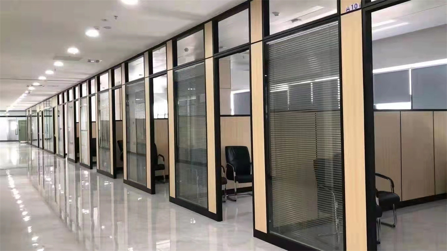 隔断宁波办公室玻璃墙高双玻内置百叶钢化玻璃隔音高隔断