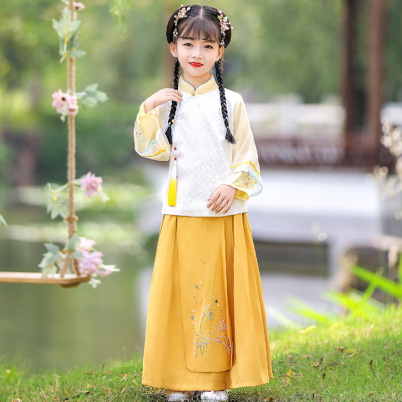 汉服春秋两件唐装长袖女孩秋明国风女童中国唐装