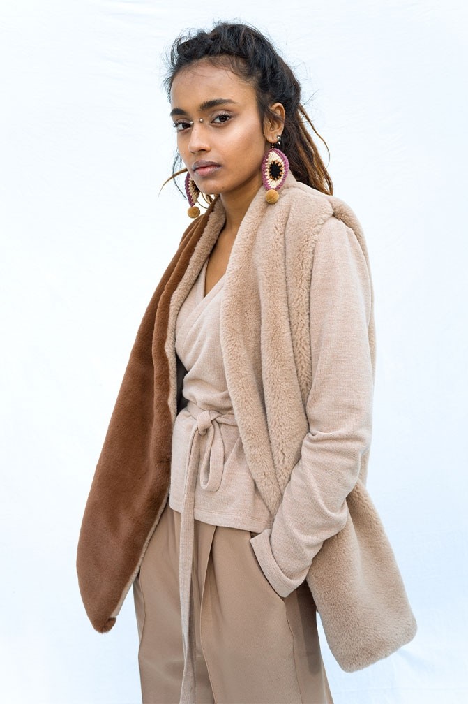 圣山服饰独立设计师原创民族风仿兔毛马夹