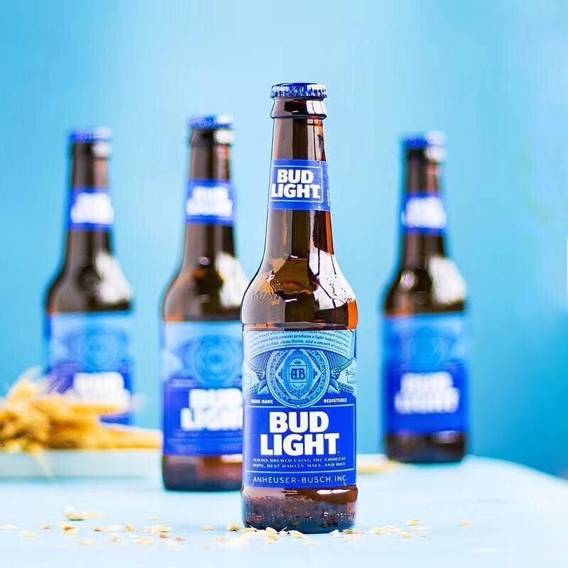 进口budweiserbudlight蓝瓶355ml24瓶啤酒英国墨西哥轻啤