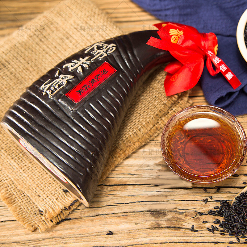 贵州苗家特产 黑糯米酒农家自酿米酒牛角酒500ml原浆低度甜酒黄酒