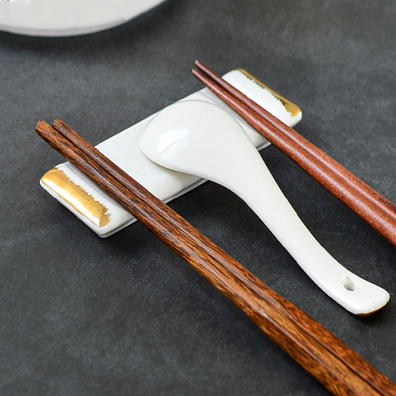 酒店餐厅金边放公勺公筷三用两用筷子架枕架勺托叉