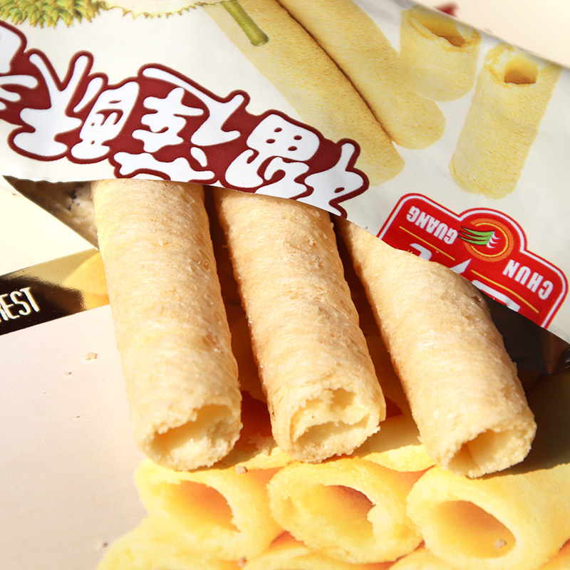 春光榴莲酥卷105克2盒榴莲味夹心饼干早代餐薄脆蛋卷海南特产