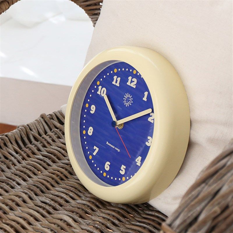 romane简约指针式时钟复古圆形静音装饰客厅卧室家用美式挂钟