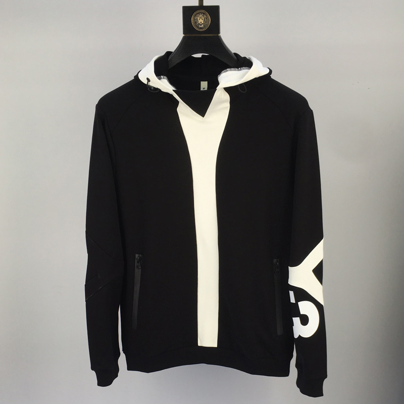 卫衣男连帽2021春秋款y3字母拼料假两件帽衫港风休闲潮牌外套男潮