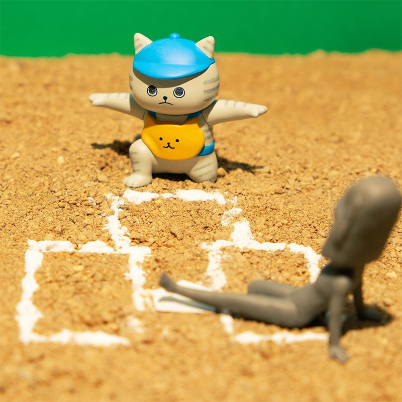 日本正版qualia棒球裁判猫咪扭蛋可爱可爱猫猫猫盒蛋