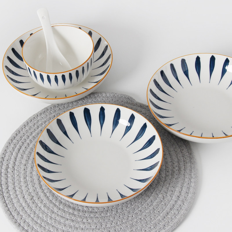 怀瑾 碗碟套装4人家用16头陶瓷餐具日式碗盘组合小碗米饭碗盘子