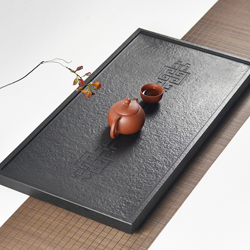 茶盘乌金石石头茶海茶台石材天然特大号石茶盘排水茶盘